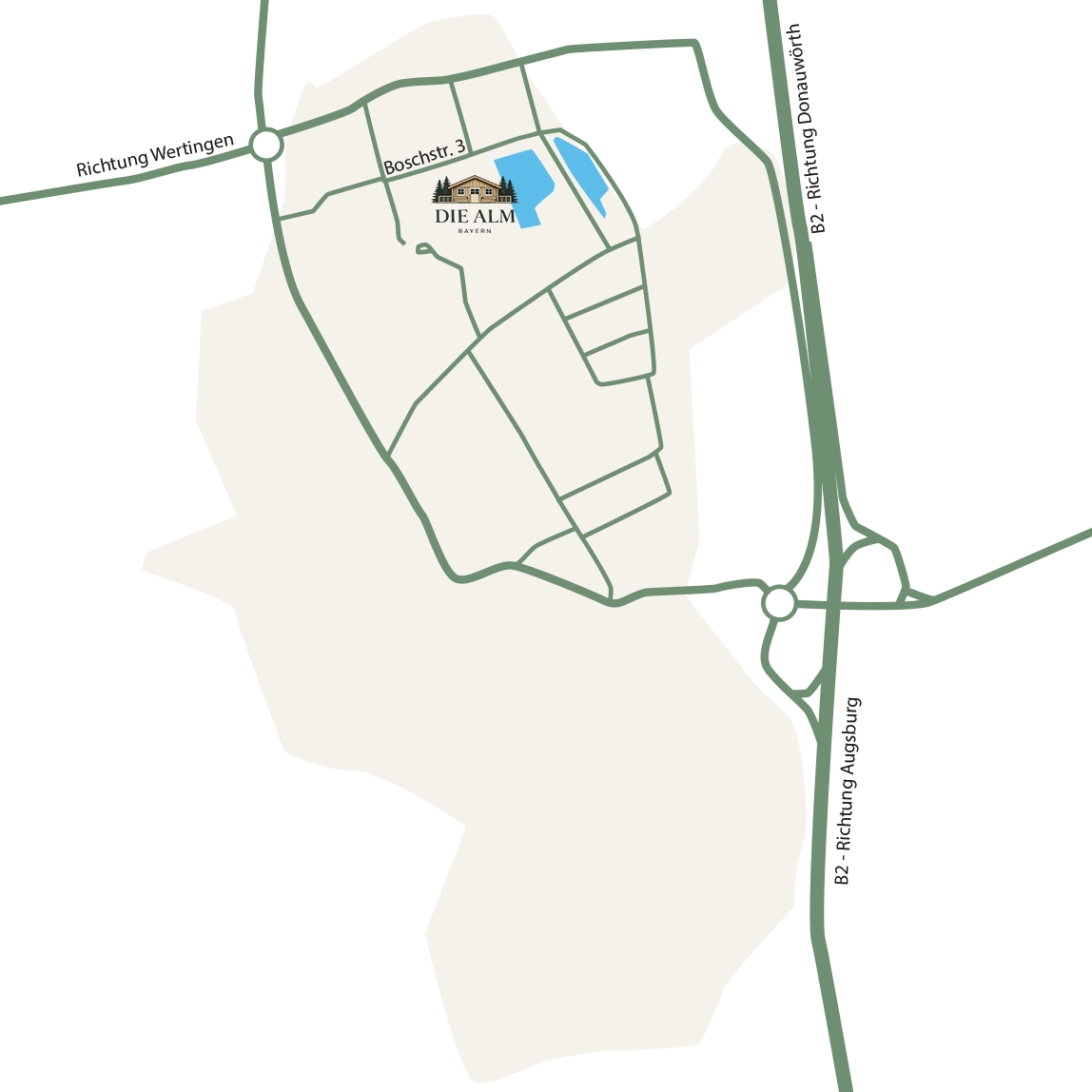 Anfahrtsskizze zur Alm in Nordendorf